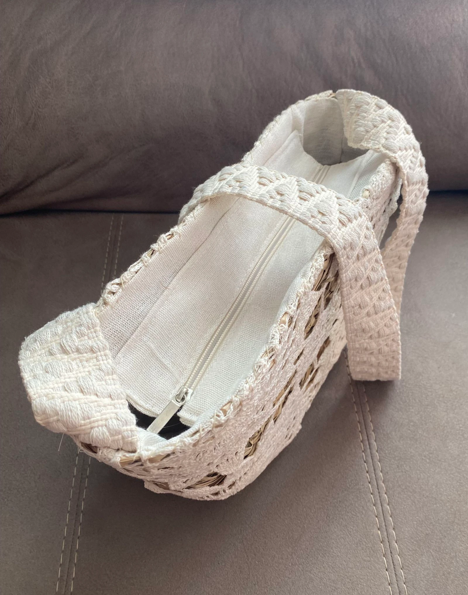 Cesto de palha com crochê creme - Bolso transversal verão boêmio – photo 5